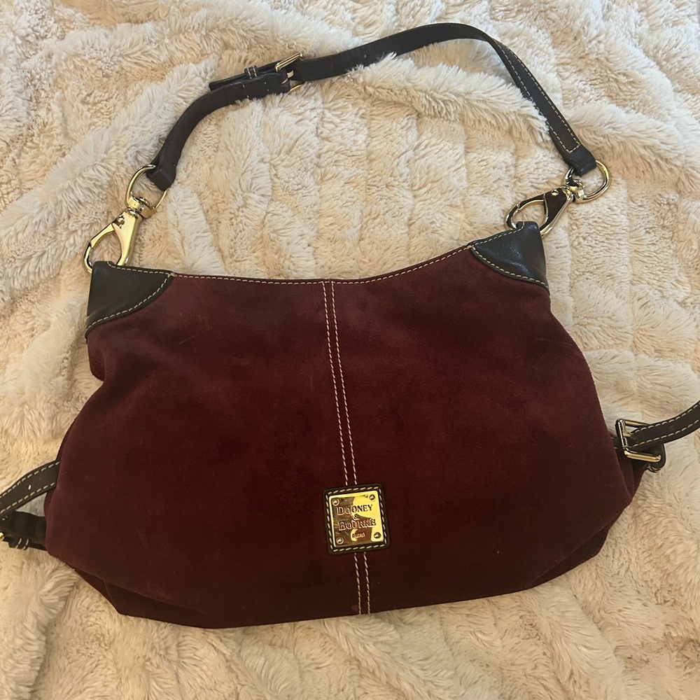 Dooney & Bourke Red and Black Shoulder Bag with Gold Hardware
